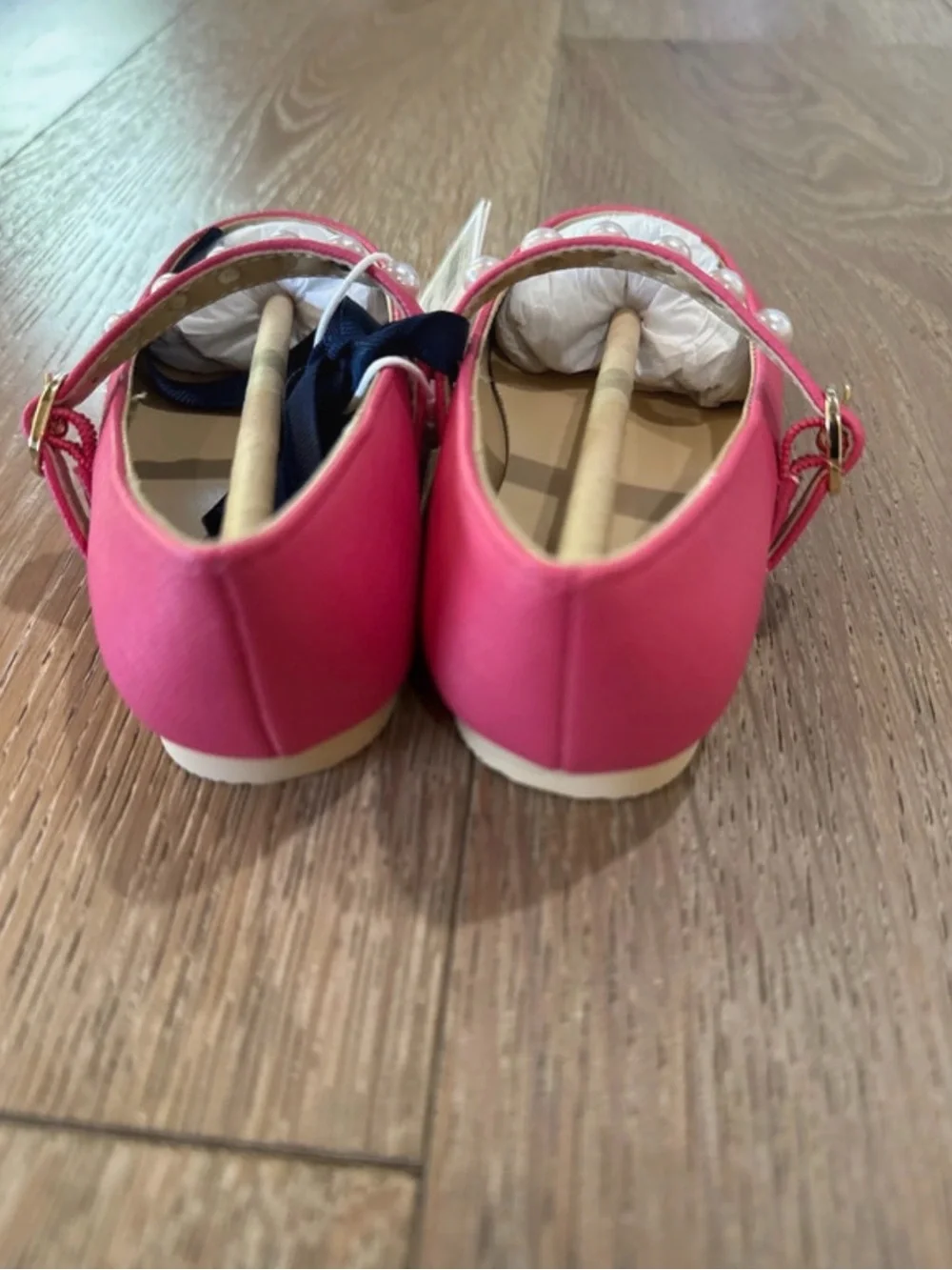 Janie & Jack Girls' Pink Pearl Strap Ballet Flats
